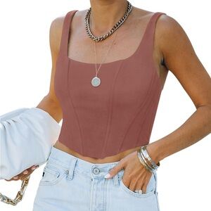 NWT REORIA Women’s Square Neck Bustier Corset Crop Tank Top Small